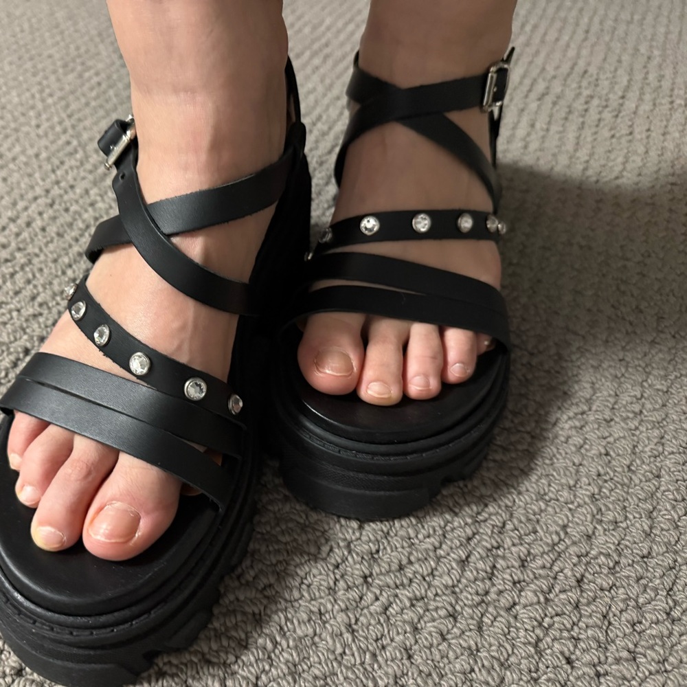 GANNI Platform Studded Sandals Black Size 41 NEW $475 Retail Chunky